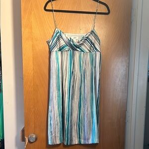 LOFT Striped Mini Dress - Blue, White, Grey